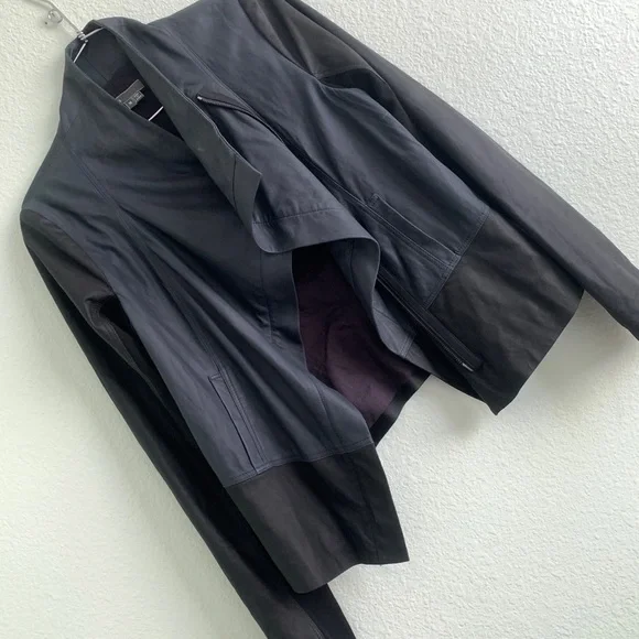 VINCE scuba asymmetrical zip up 100% leather jacket Medium moto biker